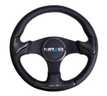 NRG Kolfiber-/Läder-ratt med Gummitutknapp 350mm